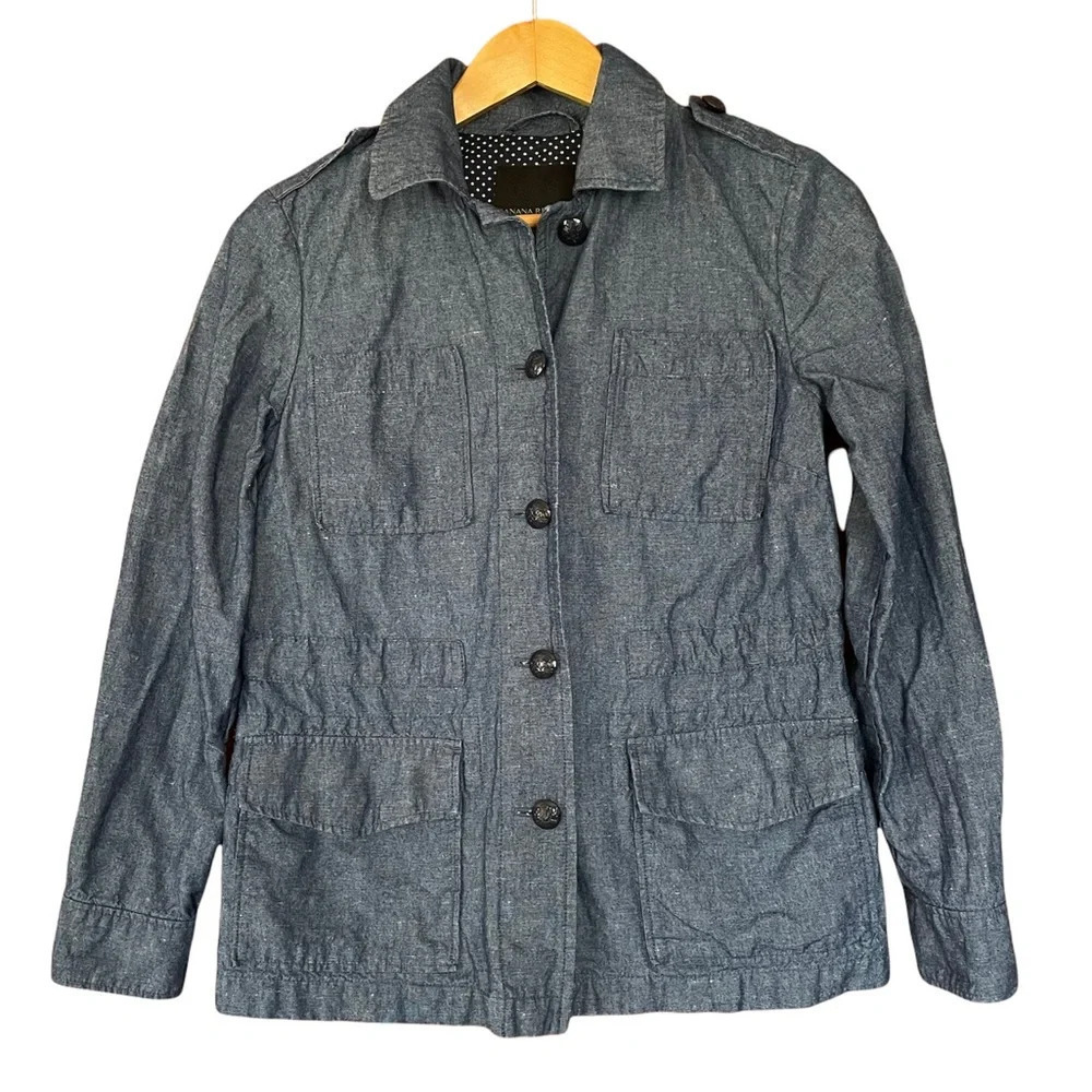 Banana Republic Lightweight Denim Jacket Cotton Linen Size XXS